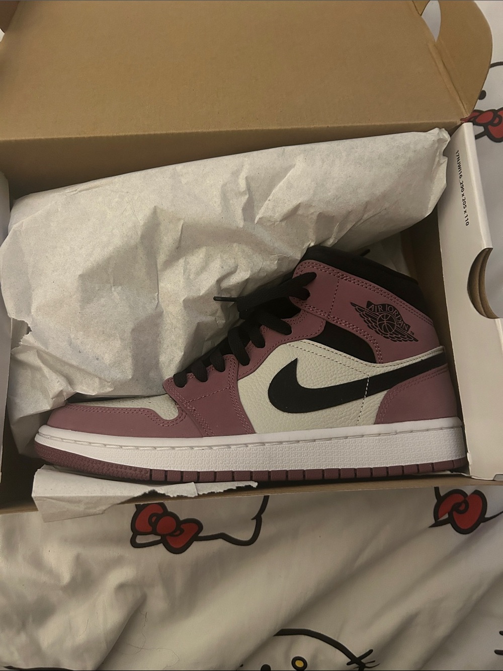 Nike Air Jordan 1 Mid Pink/Black/Cream Basketball Sneakers